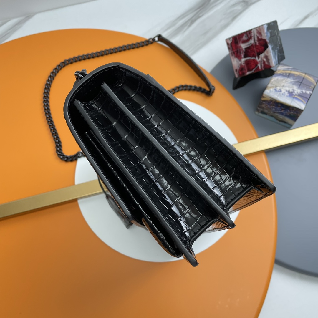 サンローラン チェーンバッグ 優良サイト 2025新作 高品質 上質感 丁寧な縫製 高再現度 発送保証 オールブラック クロコ型押し_2