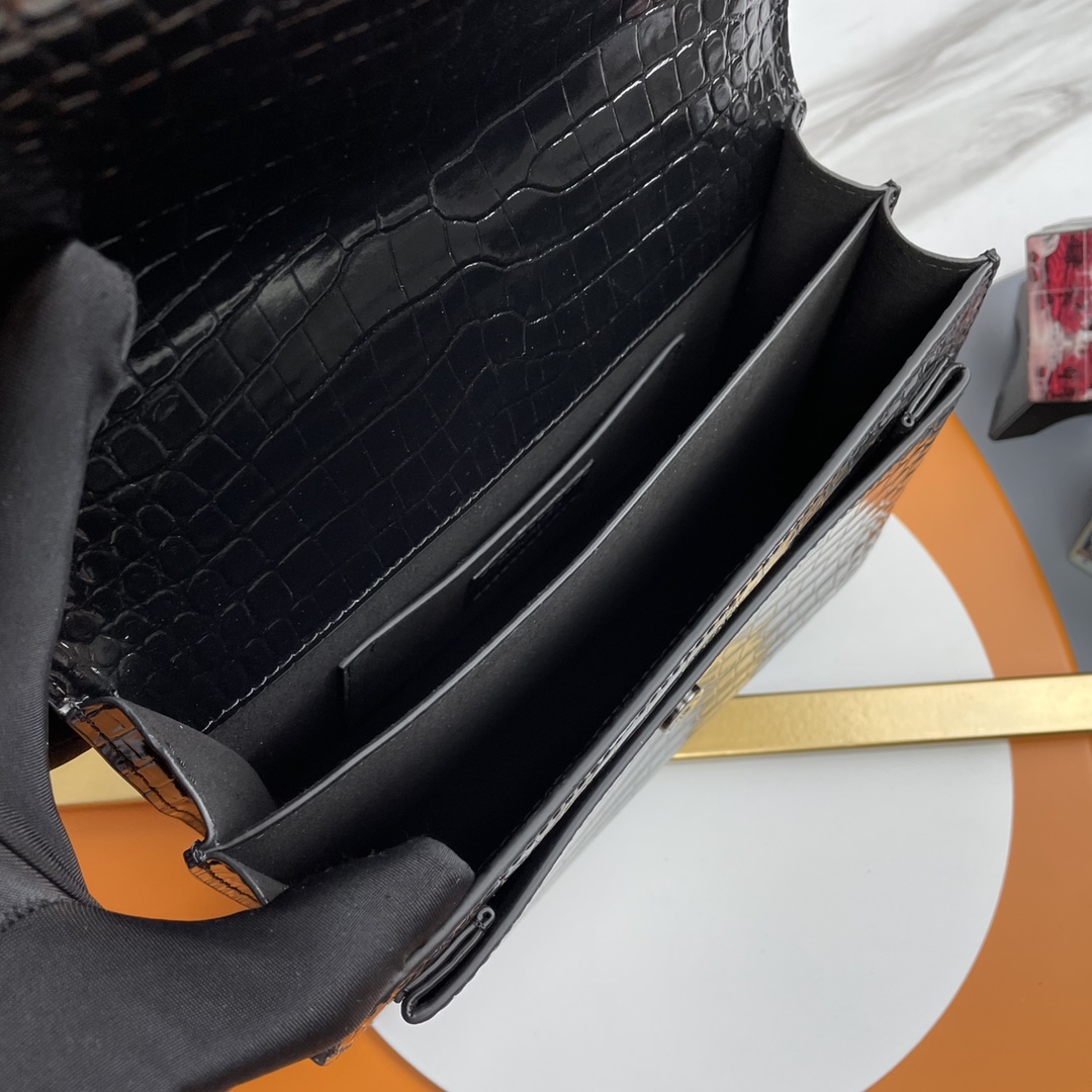 サンローラン チェーンバッグ 優良サイト 2025新作 高品質 上質感 丁寧な縫製 高再現度 発送保証 オールブラック クロコ型押し_7