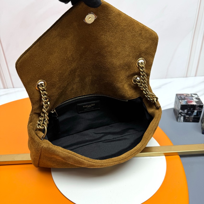 サンローラン 激安屋口コミ 2025新作 ブラウンスエードチェーンバッグ 高再現度の精密ディテール 極上の装着感と高級感仕上げ 発送保証 追跡可能_5