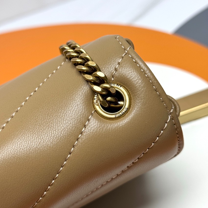 サンローラン 偽物 バレない再現度 2025新作 ライトベージュキルトバッグ 高級レベル仕様と精密ディテール 細部まで忠実な仕上げ 発送保証 追跡可能_5