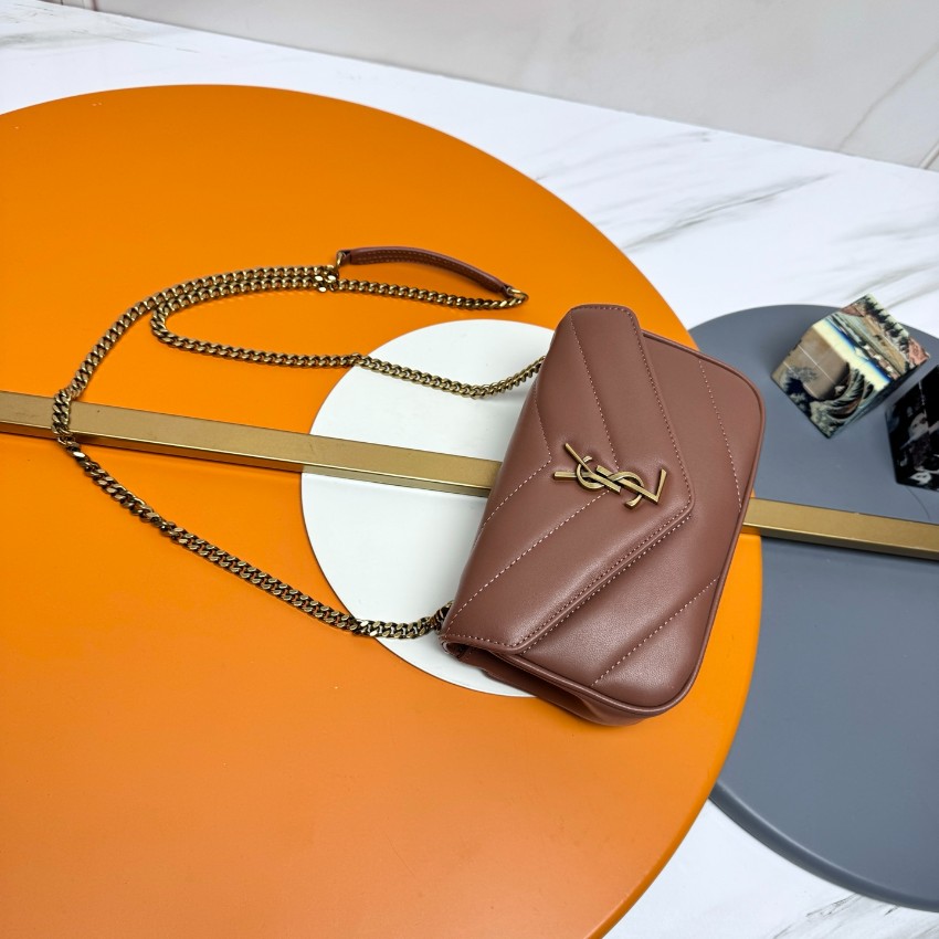 サンローラン 優良サイト 2025新作 ローズブラウンキルトレザーバッグ 高再現度と精密ディテール 高級レベル仕様の完成度 発送保証 追跡可能 安心サイト_3