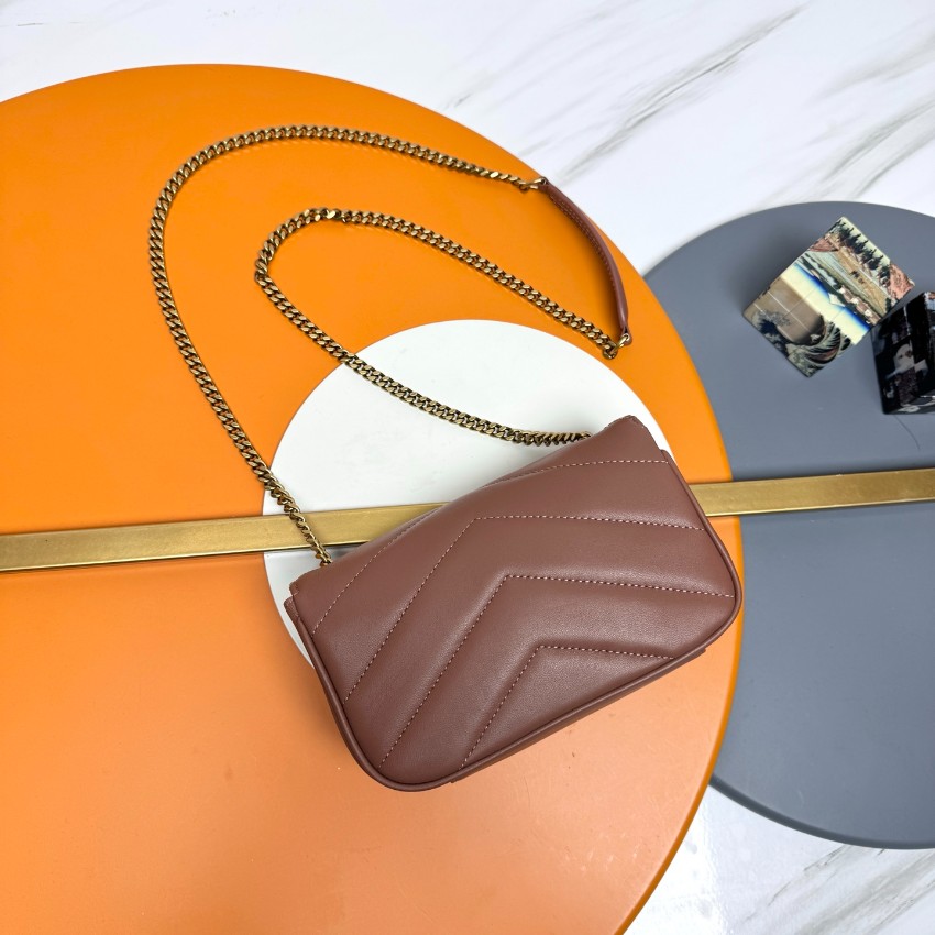 サンローラン 優良サイト 2025新作 ローズブラウンキルトレザーバッグ 高再現度と精密ディテール 高級レベル仕様の完成度 発送保証 追跡可能 安心サイト_4