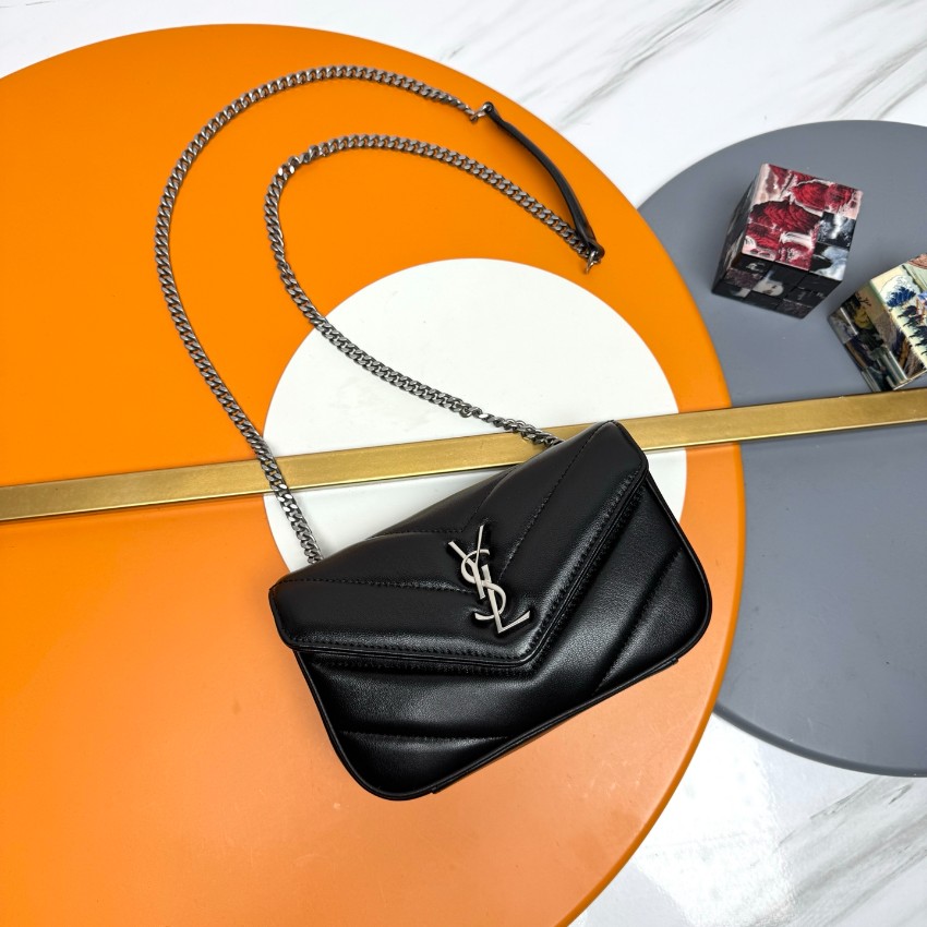 サンローラン n級 2025新作 ブラックキルトレザーバッグ 高再現度の精密ディテール 高級レベル仕様 圧倒的な再現度 発送保証 追跡可能 安心サイト_2