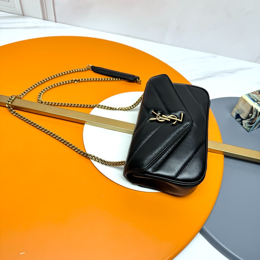 サンローラン 偽物 2025新作 ブラックキルトレザーバッグ 精密ディテールと高級レベル仕様 圧倒的な再現度 高級感仕上げ 発送保証 追跡可能_3