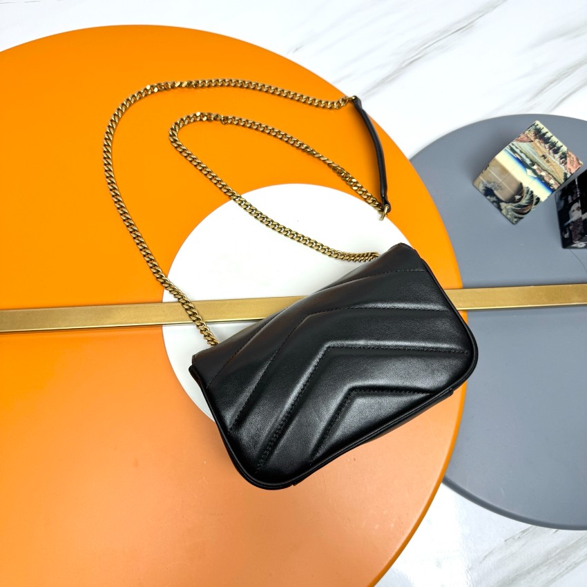 サンローラン 偽物 2025新作 ブラックキルトレザーバッグ 精密ディテールと高級レベル仕様 圧倒的な再現度 高級感仕上げ 発送保証 追跡可能_4