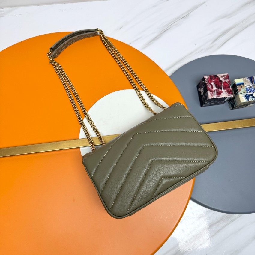 サンローラン 激安 2025新作 オリーブグリーンキルトレザーバッグ 高再現度の精密ディテール 高級レベル仕様 圧倒的な再現度 発送保証 追跡可能_4