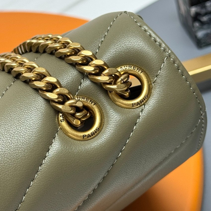 サンローラン 激安 2025新作 オリーブグリーンキルトレザーバッグ 高再現度の精密ディテール 高級レベル仕様 圧倒的な再現度 発送保証 追跡可能_6