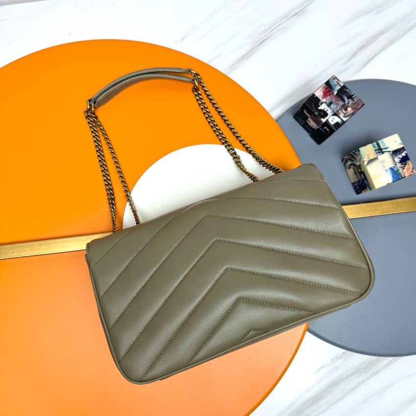 サンローラン ブランド コピー 安全通販 2025新作 グレージュキルトレザーバッグ 高再現度 精密ディテール 高級レベル仕様 圧倒的な再現度 発送保証_4