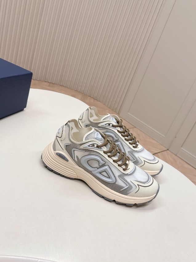 ディオール スーパーコピー n級 ダッドスニーカー ベージュ グレー 厚底 メッシュ 高再現度 2026新作_3