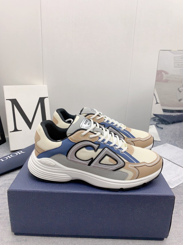 ディオール 偽物 2026新作 スニーカー ベージュブルー配色 高再現度 精密ディテール 本革使用 高品質 安心サイト 追跡可能 発送保証_4