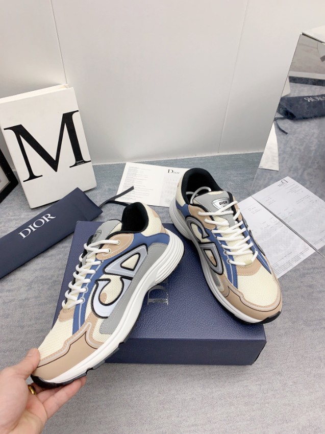 ディオール 偽物 2026新作 スニーカー ベージュブルー配色 高再現度 精密ディテール 本革使用 高品質 安心サイト 追跡可能 発送保証_3