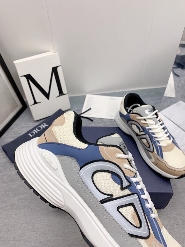 ディオール 偽物 2026新作 スニーカー ベージュブルー配色 高再現度 精密ディテール 本革使用 高品質 安心サイト 追跡可能 発送保証_7