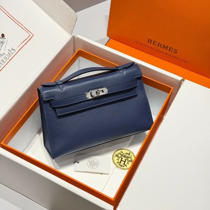 エルメス 偽物 ケリーポシェット ハンドバッグ 定番ネイビー 2026新作 高再現度 精密ディテール 高級感仕上げ 安心サイト_1
