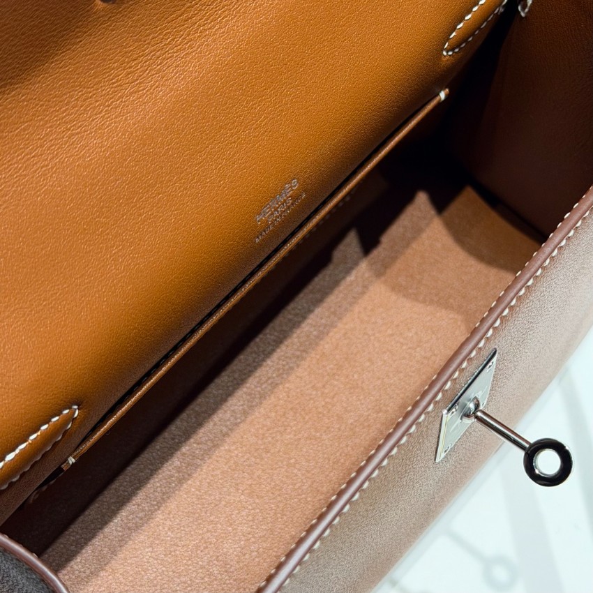 エルメス 偽物 バレない再現度 ケリーポシェット ハンドバッグ 定番キャラメル 2026新作 高再現度 精密ディテール 高級感仕上げ_3