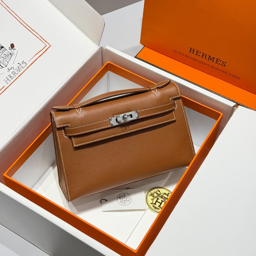 エルメス 偽物 バレない再現度 ケリーポシェット ハンドバッグ 定番キャラメル 2026新作 高再現度 精密ディテール 高級感仕上げ_1