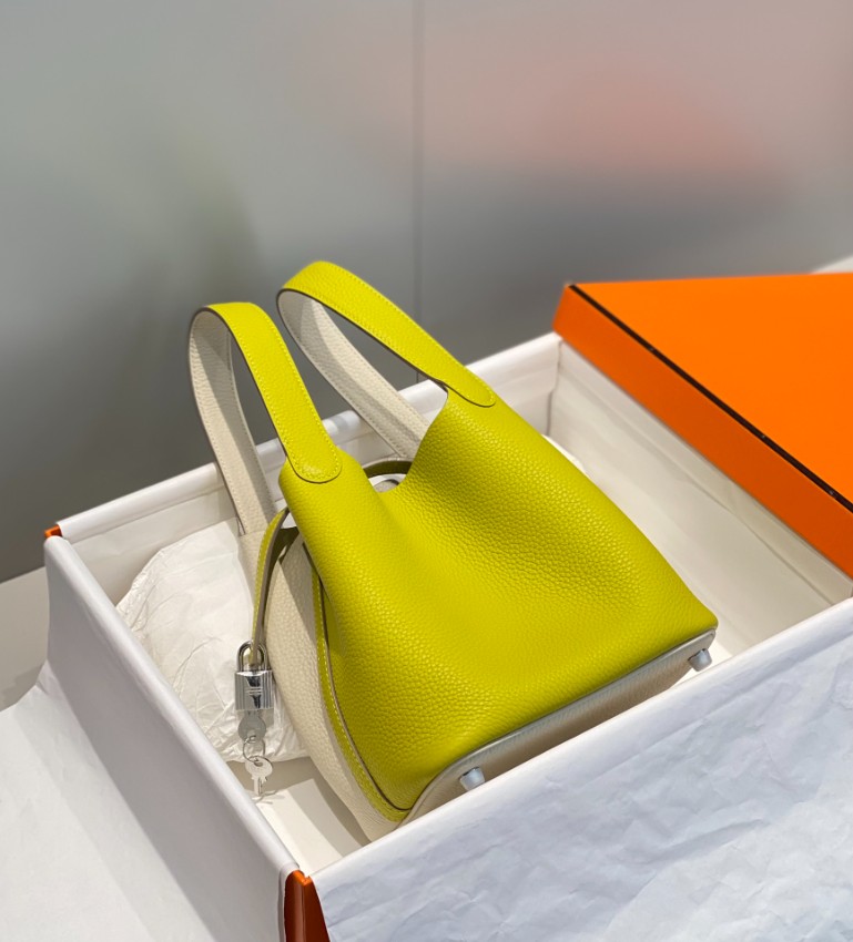 エルメス ピコタンロック 18 トートバッグ バイカラー イエロー 2026新作 偽物 高再現度 本革使用 精密ディテール 高級感仕上げ 秘密厳守配送_3