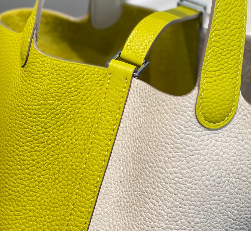 エルメス ピコタンロック 18 トートバッグ バイカラー イエロー 2026新作 偽物 高再現度 本革使用 精密ディテール 高級感仕上げ 秘密厳守配送_7