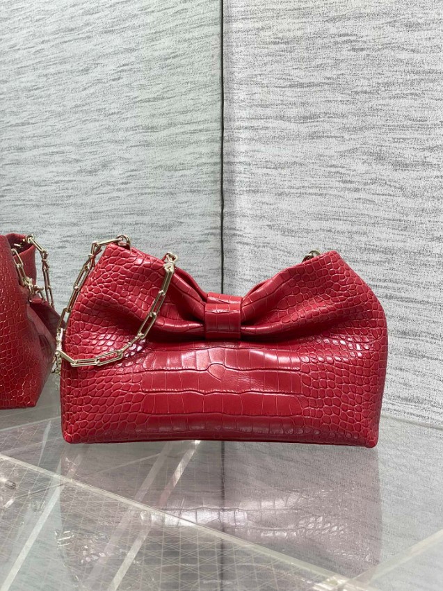 ディオール リボンモチーフチェーンバッグ 2026新作 レッド型押し 定番モデル 高再現度n級 高品質本革使用 安心サイト 精密ディテール_2