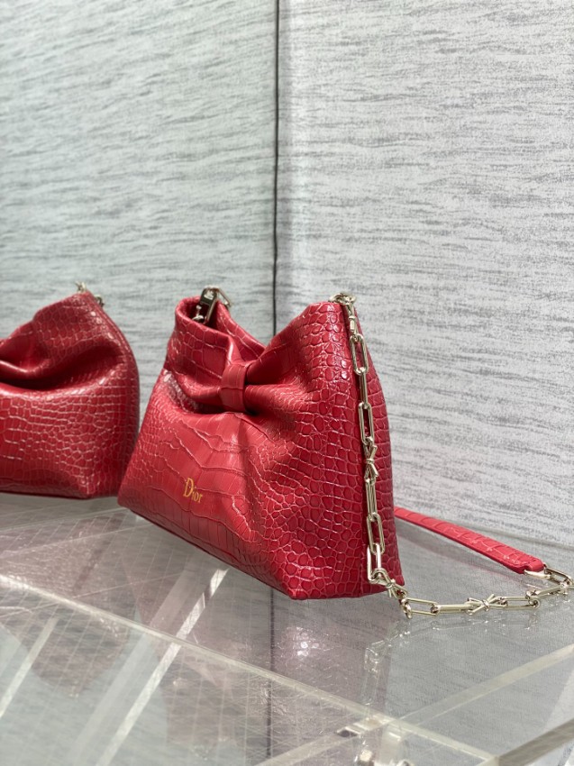 ディオール リボンモチーフチェーンバッグ 2026新作 レッド型押し 定番モデル 高再現度n級 高品質本革使用 安心サイト 精密ディテール_1