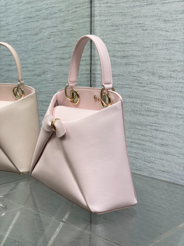 ディオール リボンモチーフ2WAYトートバッグ 2026新作 ペールピンク 定番モデル 偽物 バレない再現度 高品質本革使用 精密ディテール 安心サイト_4