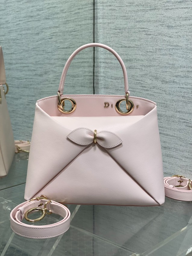 ディオール リボンモチーフ2WAYトートバッグ 2026新作 ペールピンク 定番モデル 偽物 バレない再現度 高品質本革使用 精密ディテール 安心サイト_1