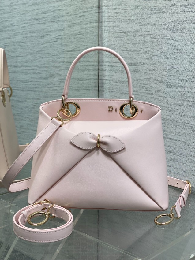 ディオール リボンモチーフ2WAYトートバッグ 2026新作 ペールピンク 定番モデル 偽物 バレない再現度 高品質本革使用 精密ディテール 安心サイト_2