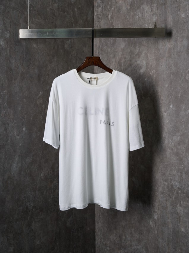 セリーヌ PARISロゴTシャツ 2026新作 格安 男女兼用 夏服 通気 肌触り良好 快適な着心地 高再現度 丁寧な縫製_1