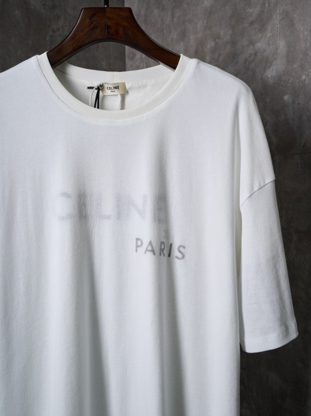 セリーヌ PARISロゴTシャツ 2026新作 格安 男女兼用 夏服 通気 肌触り良好 快適な着心地 高再現度 丁寧な縫製_5