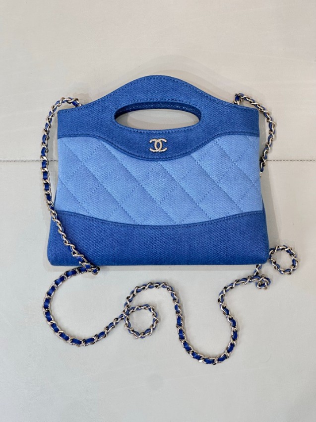 シャネル n級 デニムキルティングミニショルダーバッグ バイカラーデザイン 上品スタイル ブランド代用_3