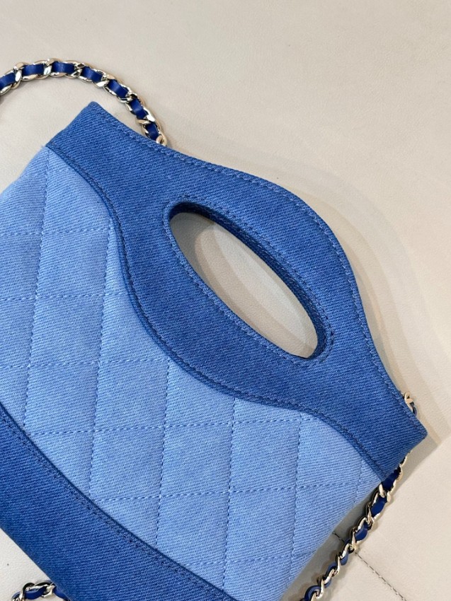 シャネル n級 デニムキルティングミニショルダーバッグ バイカラーデザイン 上品スタイル ブランド代用_7