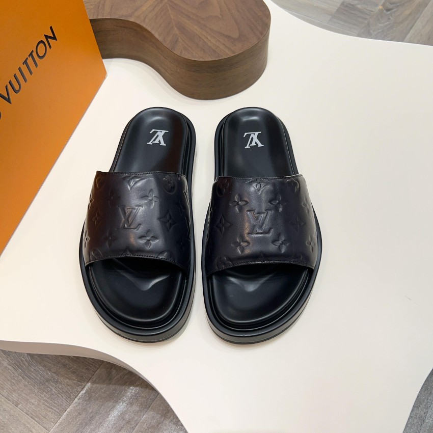 ルイヴィトン 格安 モノグラムスライドサンダル ブラックレザー 丁寧な縫製_3