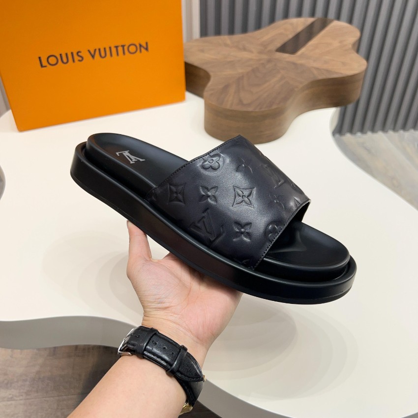 ルイヴィトン 格安 モノグラムスライドサンダル ブラックレザー 丁寧な縫製_6