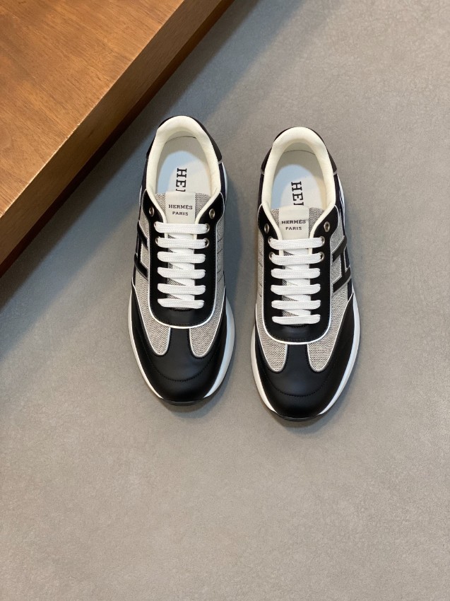 エルメス 本物級コピー レザースニーカー Hロゴ コンビ素材 高級感仕上げ_3