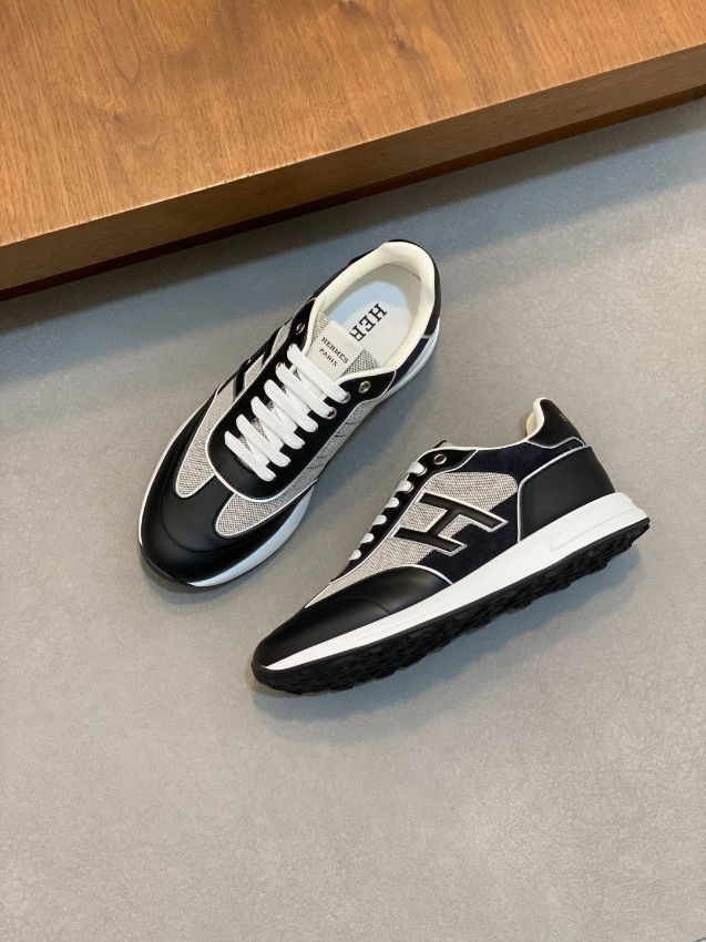 エルメス 本物級コピー レザースニーカー Hロゴ コンビ素材 高級感仕上げ_2