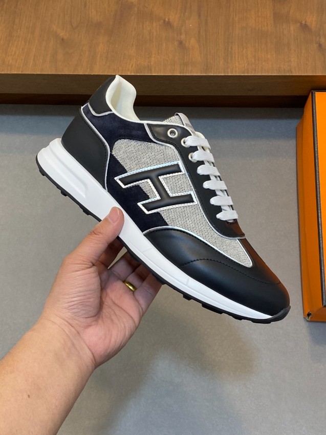 エルメス 本物級コピー レザースニーカー Hロゴ コンビ素材 高級感仕上げ_6