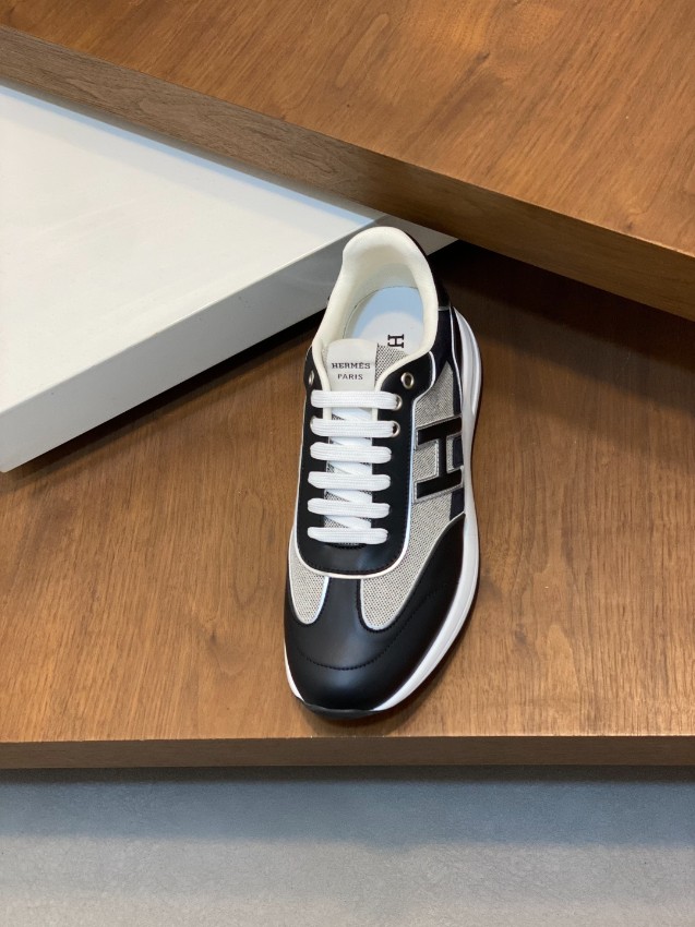 エルメス 本物級コピー レザースニーカー Hロゴ コンビ素材 高級感仕上げ_8