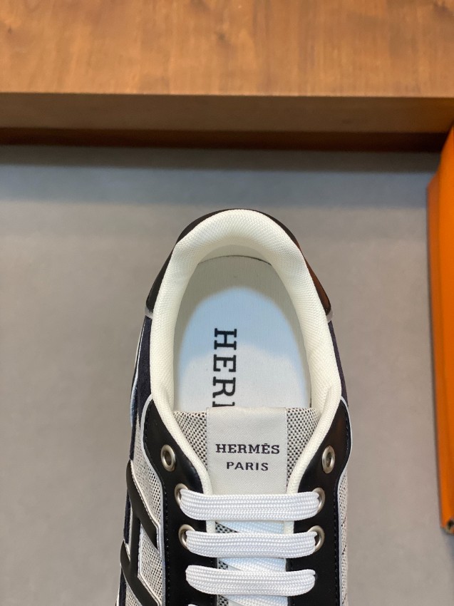 エルメス 本物級コピー レザースニーカー Hロゴ コンビ素材 高級感仕上げ_9