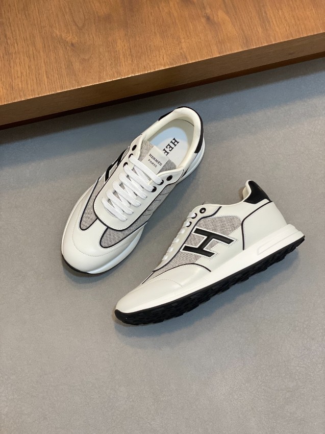 エルメス スーパーコピー レザースニーカー Hロゴ コンビデザイン 安心サイト_3