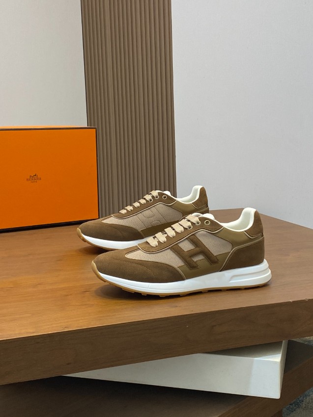 エルメス n級 レザースニーカー Hロゴ コンビ素材 実店舗運営_1