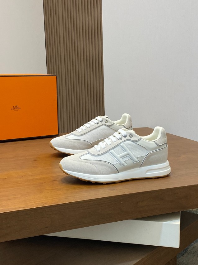 エルメス ハイブランド レザースニーカー Hロゴ ローカット 丁寧な縫製_1