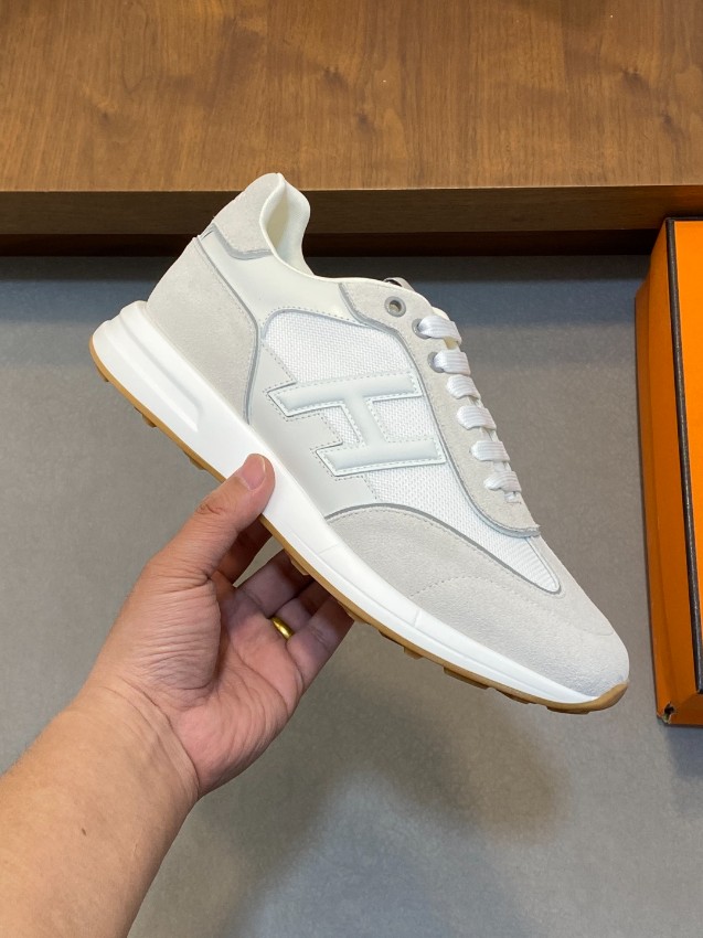 エルメス ハイブランド レザースニーカー Hロゴ ローカット 丁寧な縫製_6
