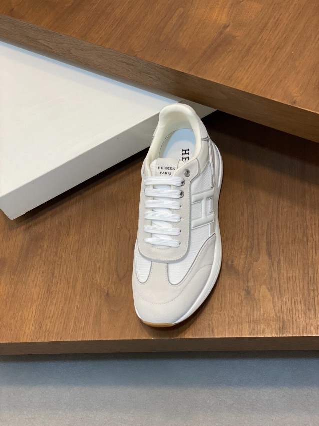 エルメス ハイブランド レザースニーカー Hロゴ ローカット 丁寧な縫製_9