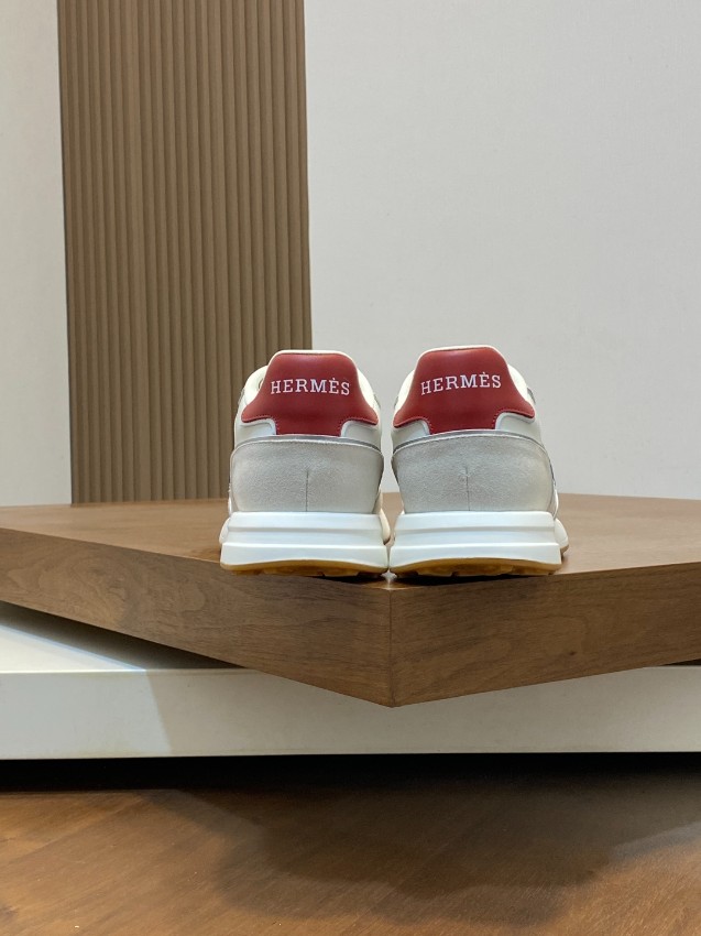 エルメス ハイブランド レザースニーカー Hロゴ カラーヒール 上品配色_9