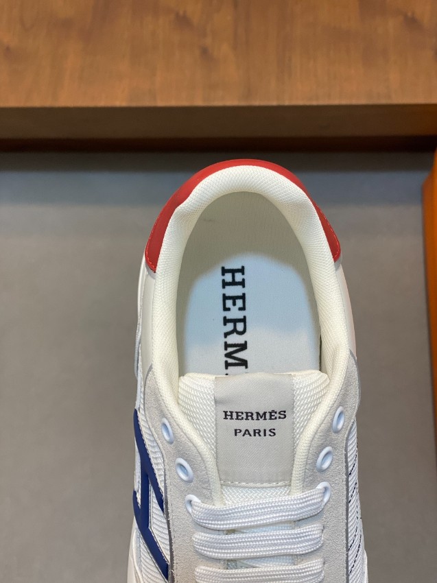 エルメス ハイブランド レザースニーカー Hロゴ カラーヒール 上品配色_7