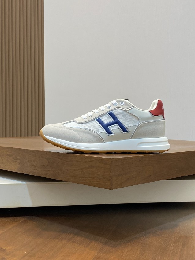 エルメス ハイブランド レザースニーカー Hロゴ カラーヒール 上品配色_4