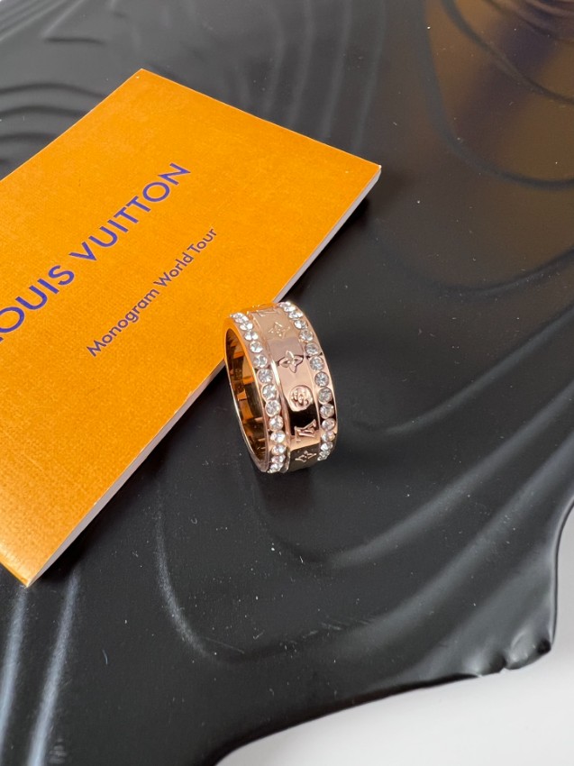 ルイヴィトン 格安 モノグラムストーンリング ピンクゴールドジュエリー 高品質_1