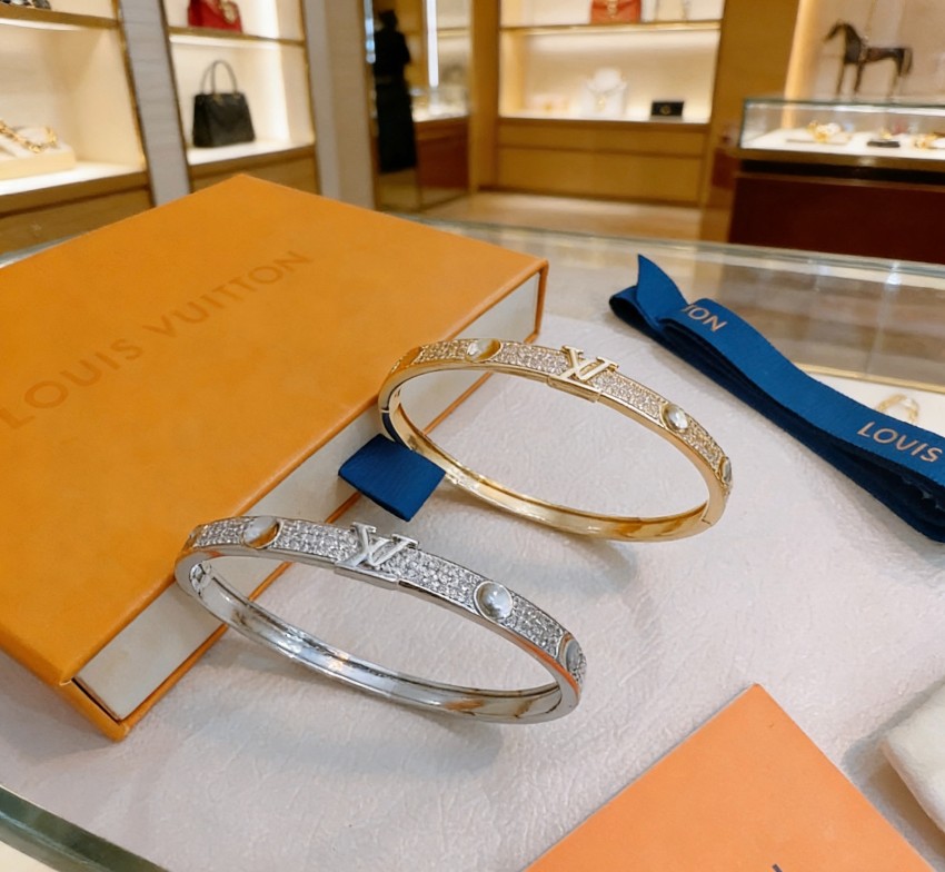 ルイヴィトン ブランド コピー LVロゴバングルブレスレット ストーン装飾ジュエリー 発送保証_3