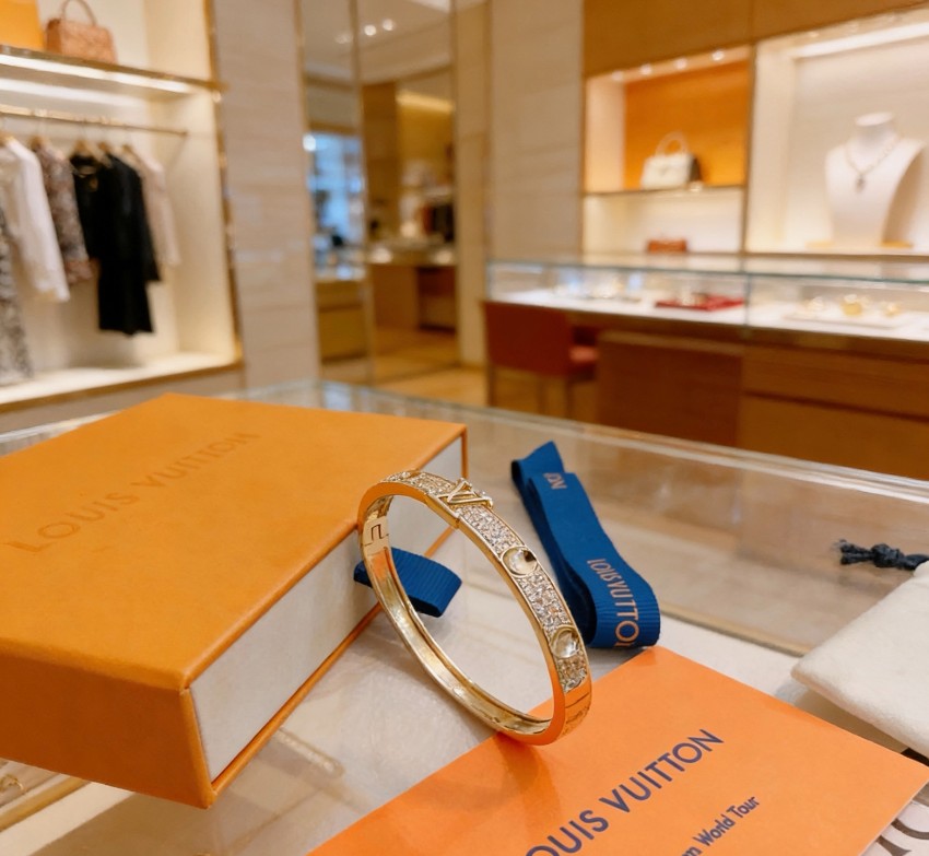 ルイヴィトン ブランド コピー LVロゴバングルブレスレット ストーン装飾ジュエリー 発送保証_5