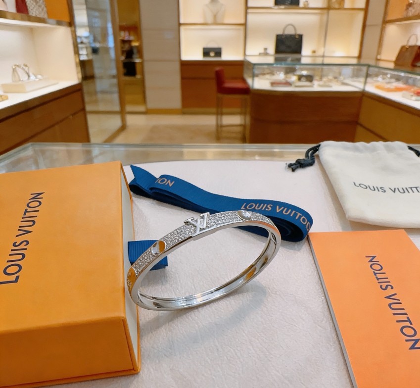 ルイヴィトン ブランド コピー LVロゴバングルブレスレット ストーン装飾ジュエリー 発送保証_4