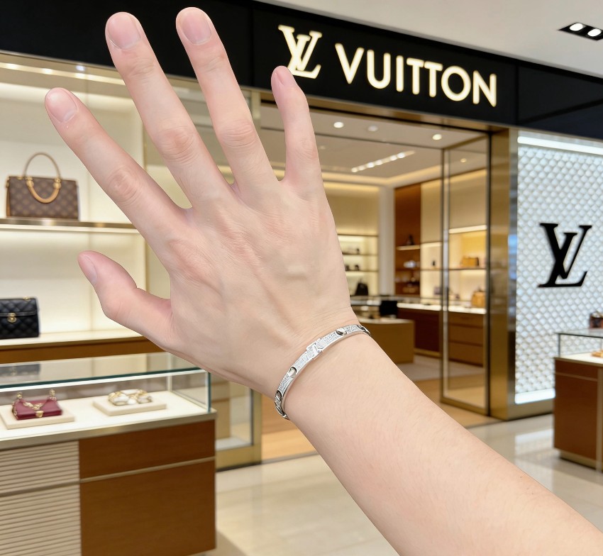ルイヴィトン ブランド コピー LVロゴバングルブレスレット ストーン装飾ジュエリー 発送保証_7